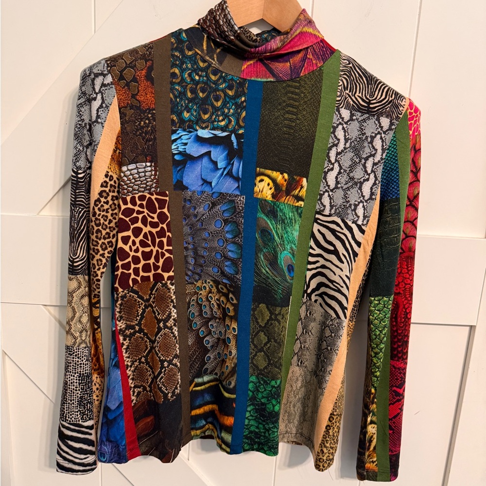 UNBREAK.IT Made in Italy long-sleeve top with a patchwork animal print Small